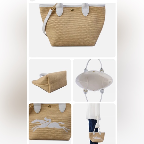 Longchamp Le Panier Pliage Top Handle Raffia Tote bag canvas - Picture 2 of 11